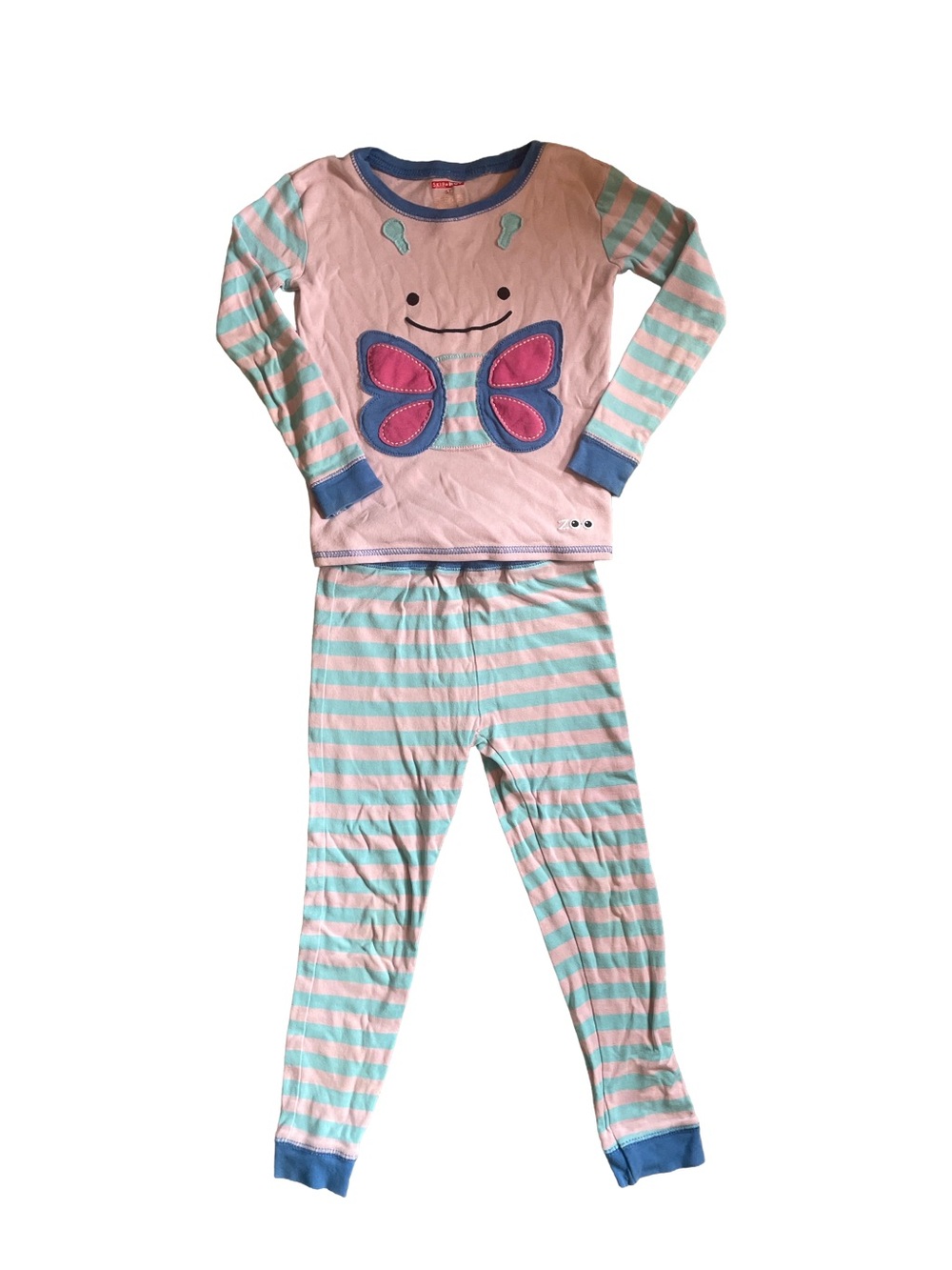 Skip Hop Pink & Blue Striped Butterfly Pajama Set